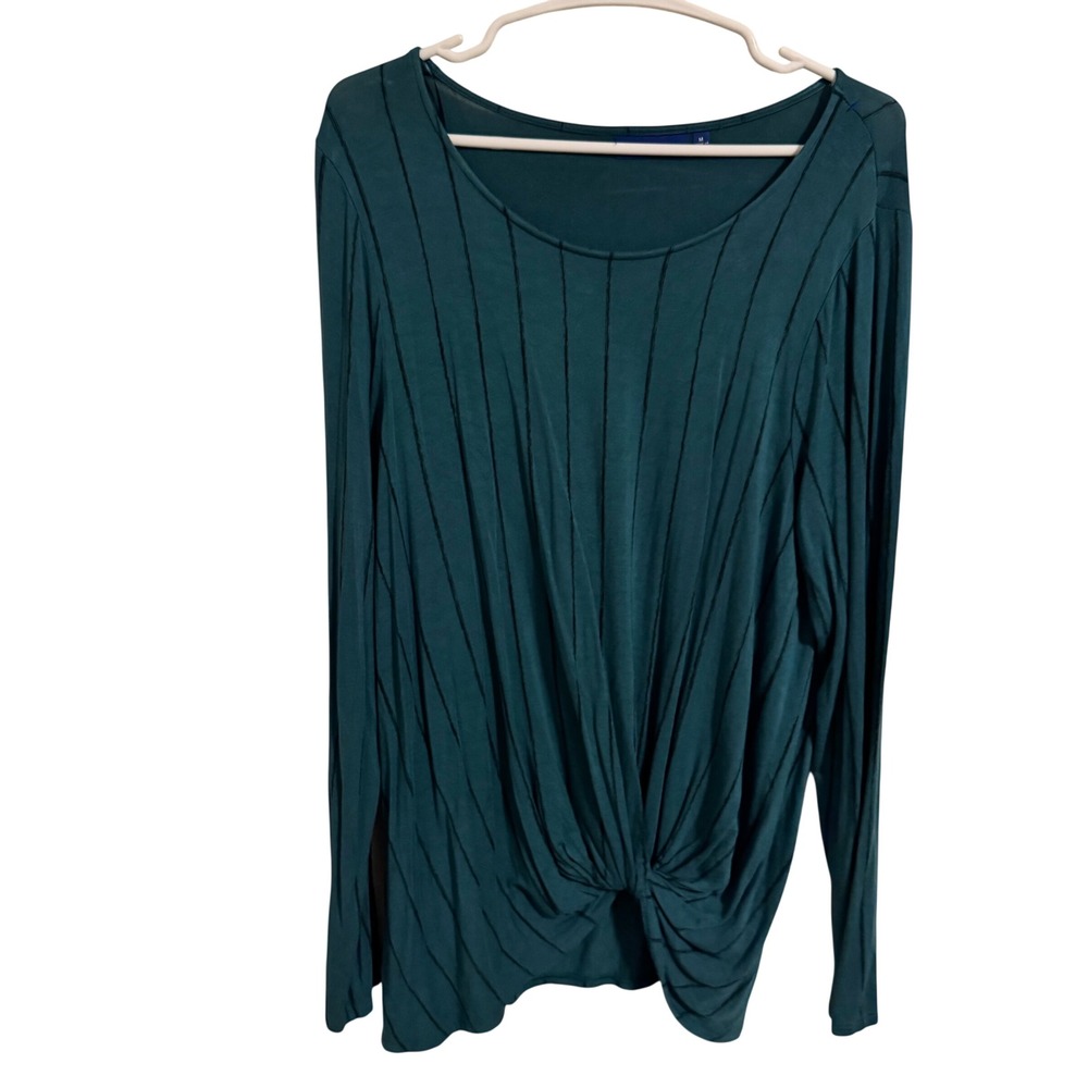 Apt. 9 Womens‎ Teal Green Twist Front Scoop Neck Long Sleeve Knit Top Size M